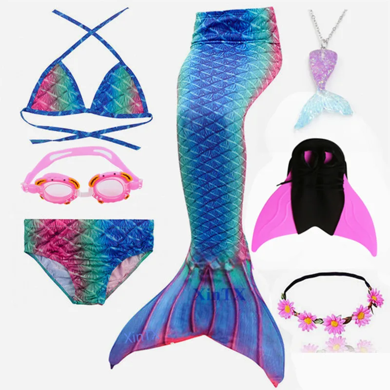 Лидер продаж детский купальник-бикини с хвостом русалки и плавником для девочек