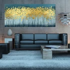 Абстрактная Золотая древесина, длинная холщовая стена, искусственная живопись, картина с HD рисунком для гостиной, домашний декор без рамки
