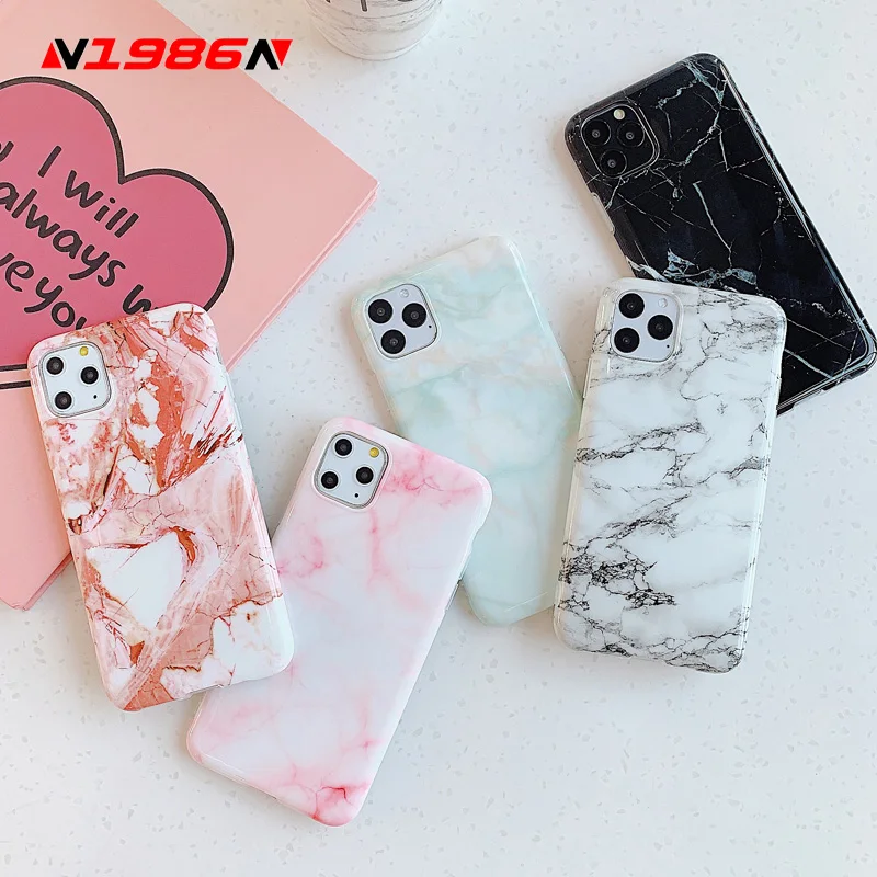 Мраморный чехол N1986N для iPhone 11 Pro X XR XS Max 6 6s 7 8 Plus Модный Цветной гранитный Гладкий