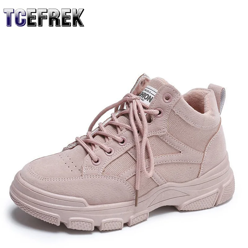 

TCEFREK New Women Chunky Sneakers Running Shoes Fashion New Female Black White Platform Thick Sole Casual Woman Vulcanize Shoes
