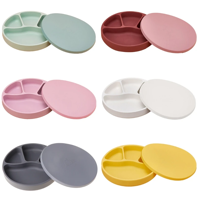 

Baby Silicone Suction Cup Dinner Plate Baby Food Supplement Bowl with Lid