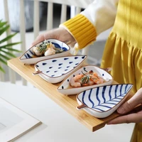 leaves shaped ceramic seasoning dishes saucer appetizer plates vinegar spice salad soy sushi wasabi seasoning dipping bowls