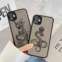 snake black matte phone case for iphone 12 13 mini 11 pro max for iphone se 2020 6s 7 8 plus x xr xs max shockproof back covers