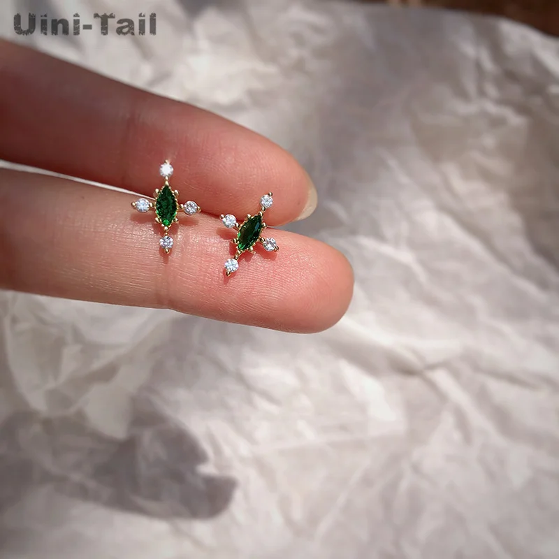 

Серьги Uini-Tail из стерлингового серебра 925 пробы с микроинкрустацией, простые и изысканные модные милые и маленькие серьги