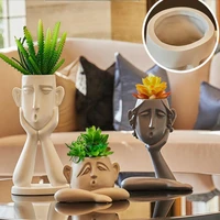 resin vase home decor flower vase planter pot sculpture abstract human face pen holder storage box home decoration accessories