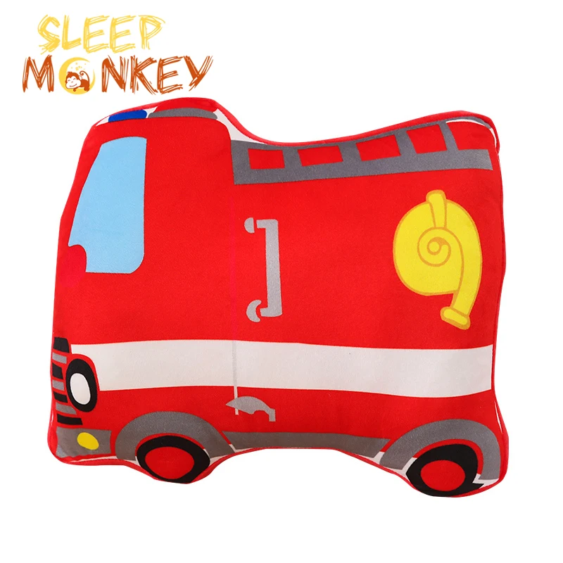 Мультяшный пожарный грузовик в форме поезда Подушка детская кровать декор для