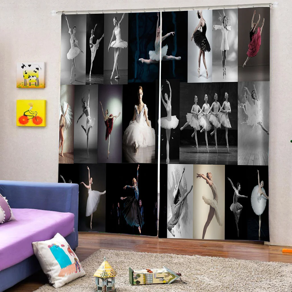 

Luxury Blackout 3D Window Curtain For Living Room dance beauty curtains 3D Blackout Window Curtains For Living Room