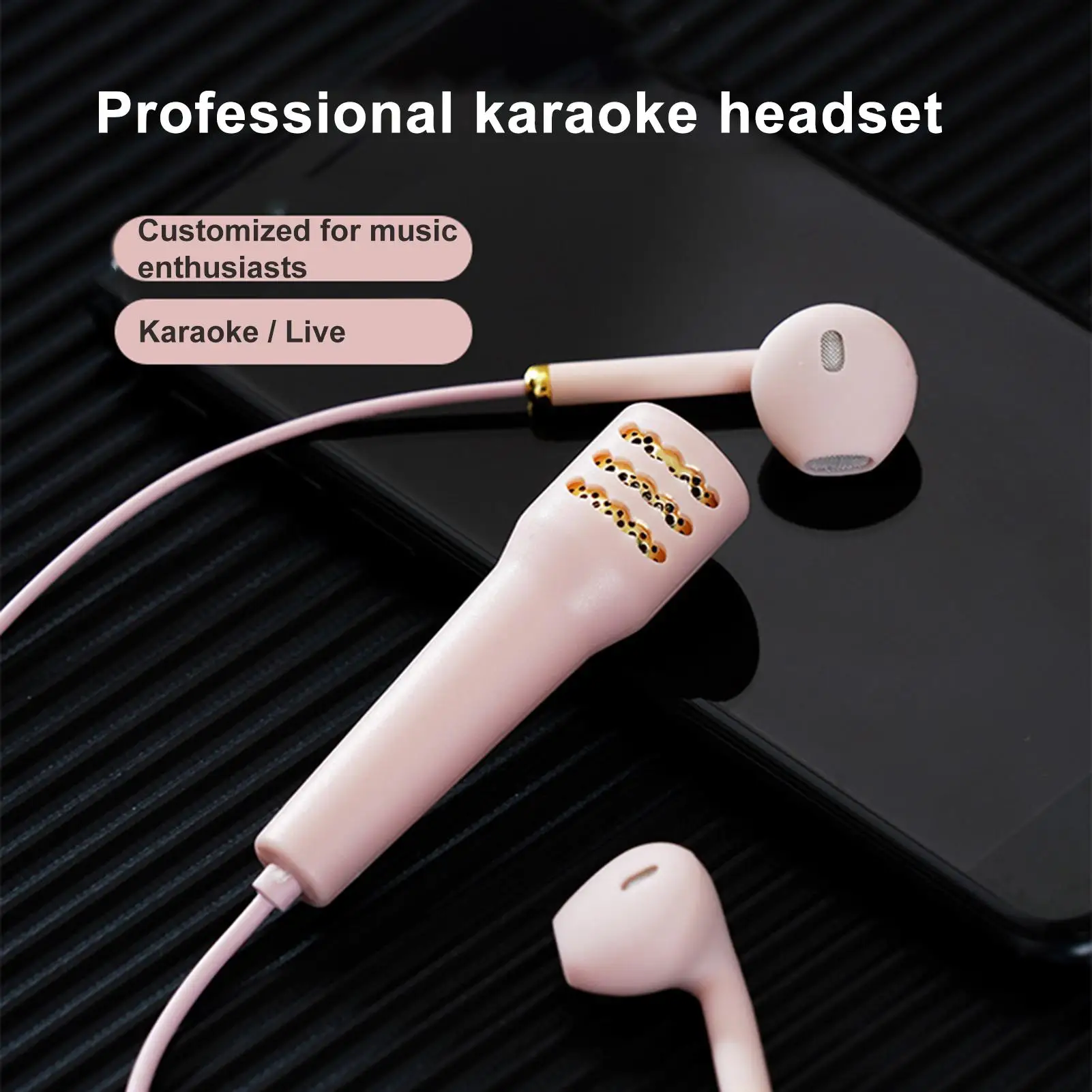 

3.5mm Wired Headset Professional Karaoke Earphones Handheld Mic Portable Stereo Mini Microphone For Mobile Phone