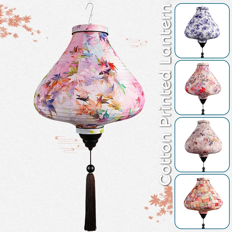 

12/14inch Oriental Style Light Palace Lantern Chinese Floral Pattern Silk Lantern Vietnam Mid Autumn Spring Festival Decor