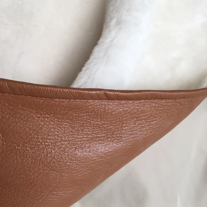 

Real Natural Fur Jacket Coats Women's Hooded Genuine Sheepskin Leather Fur Overcoat Outerwear