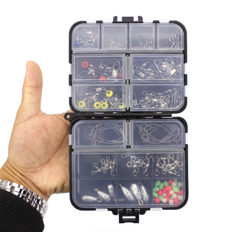 

160pcs/box Fishing Kit Jig Hooks Fishing Sinker Weights Fishing Swivels Snaps Set With Box