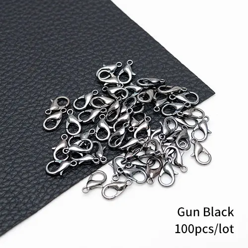 gun Balck 100pcs 100 шт./лот, 3 цвета, застежка-коготь из цинкового сплава для ювелирных изделий, ожерелья, браслетов, без никеля(12x7 мм - Цвет: gun Balck 100pcs
