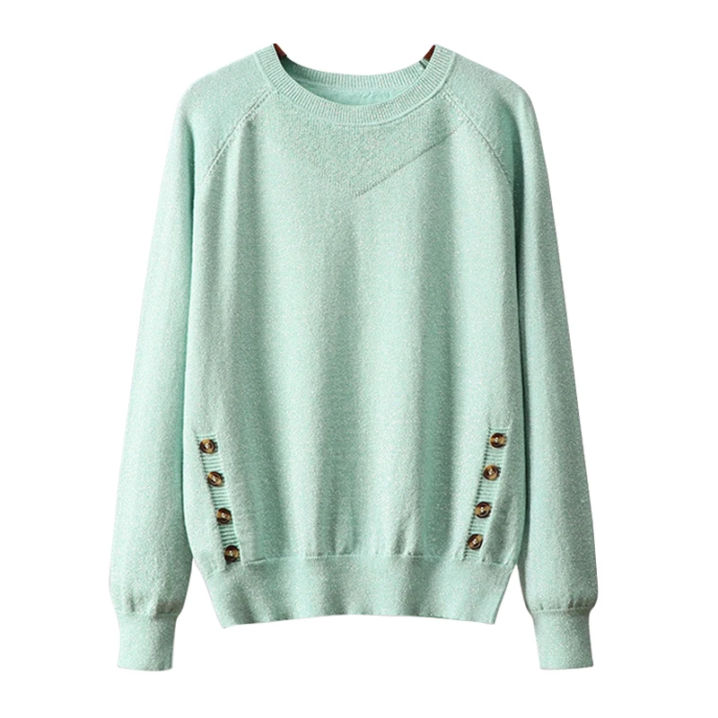 Женский пуловер с люрексом OUMENGKA блестящий вязаный свободный свитер длинными