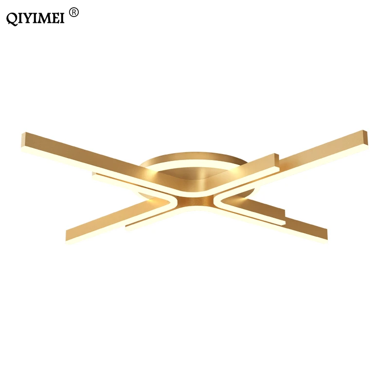 

Modern LED Chandelier Dimmable With Remote Control Lights For Living Room Bedroom Iron Lamp Gold Coffee Color Luminaria Lighting