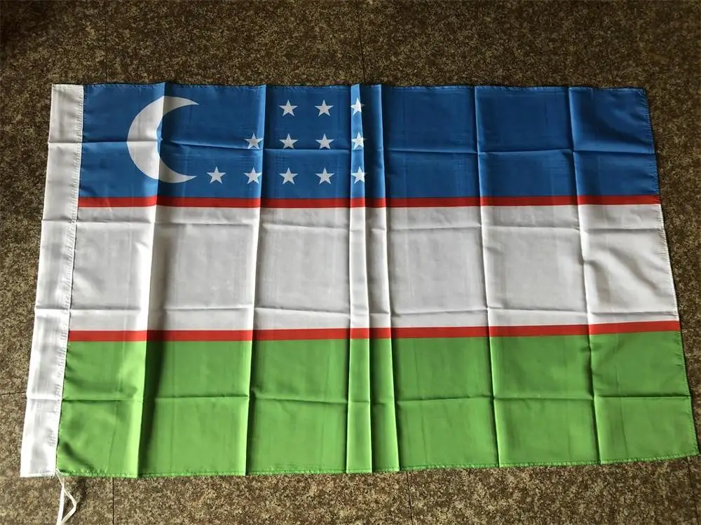 Бесплатная доставка флага Узбекистана развевающийся вручную флаг 90*150 см