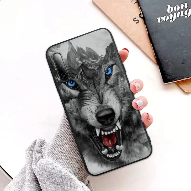 

Angry Snow Wolf Black Matte Cell Phone Cover Case For Huawei Y6 Y7 Y9 Prime 2019 Y9s Mate 10 20 40 Pro Lite Nova 5t