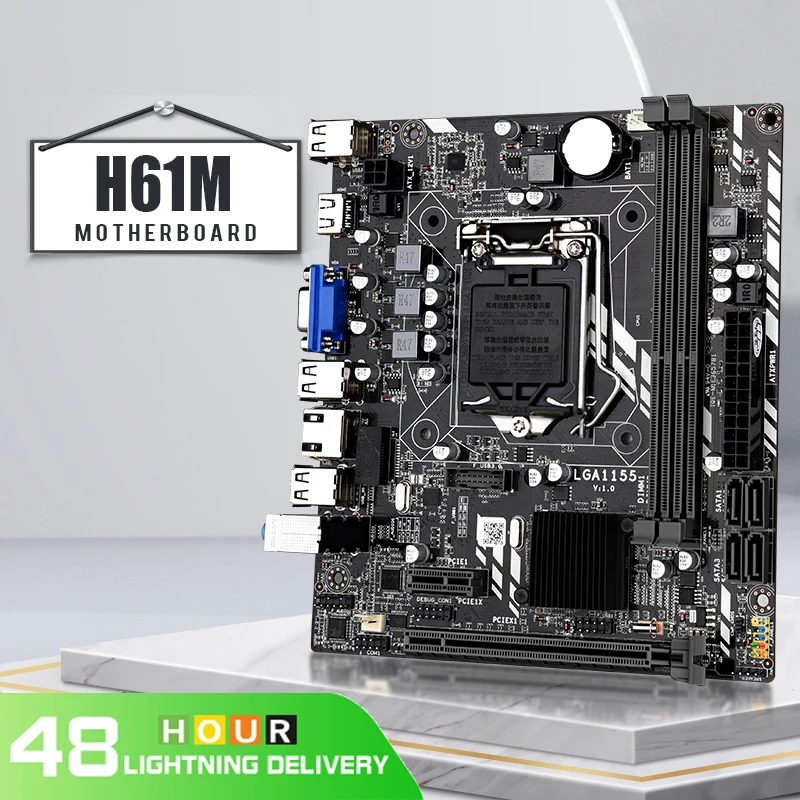 

Материнская плата H61M, с поддержкой Core/Celeron/Pentium LGA 1155, процессор 2 * DDR3 1066/1333 МГц, память VGA + HDMI до 16 Гб