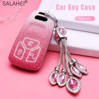 plastic car key case cover with diamond for audi a4 b9 a4l a5 q5 q7 tt tts 8s 2016 2017 key fob 2016 2017 2018 auto accessories