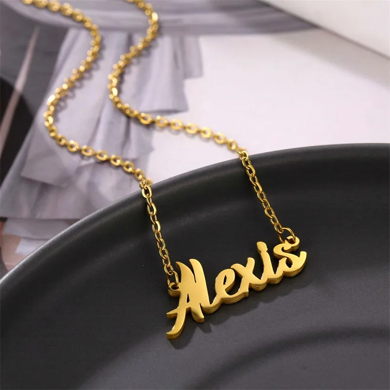 Женское колье ручной работы из нержавеющей стали с именной табличкой свадебный