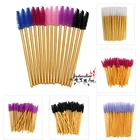 Новое поступление, 50 шт.лот, одноразовая кисть для бровей с золотыми ручками, микро тушь для ресниц, палочка для наращивания ресниц, инструменты для макияжа