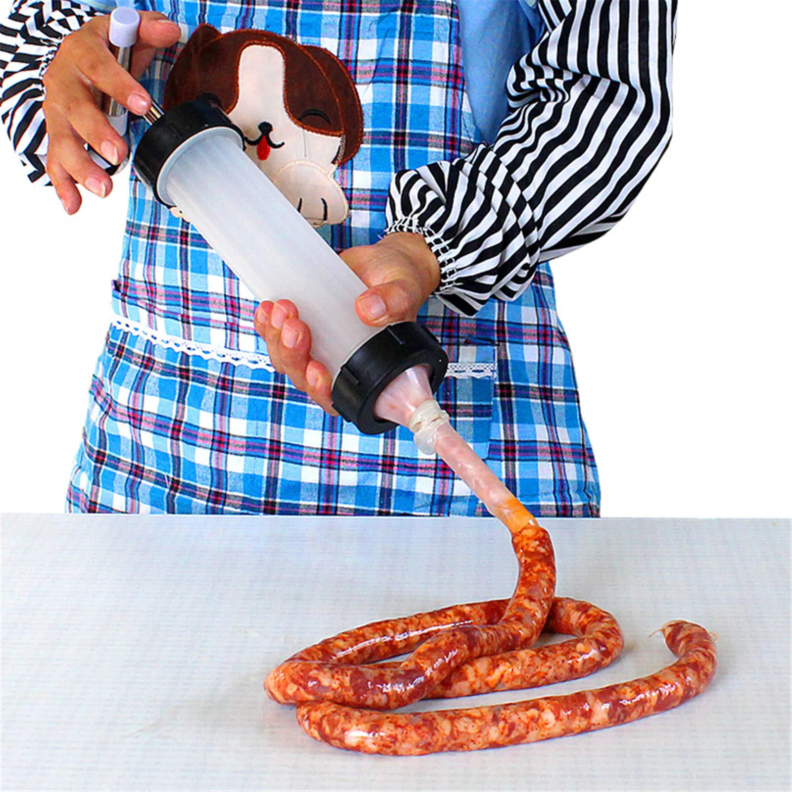

Manual Sausage Meat Fillers Machine for Sausage Meat Stuffer Filler Hand Operated Sausage Machines Food Maker Funnel Nozzle NEW
