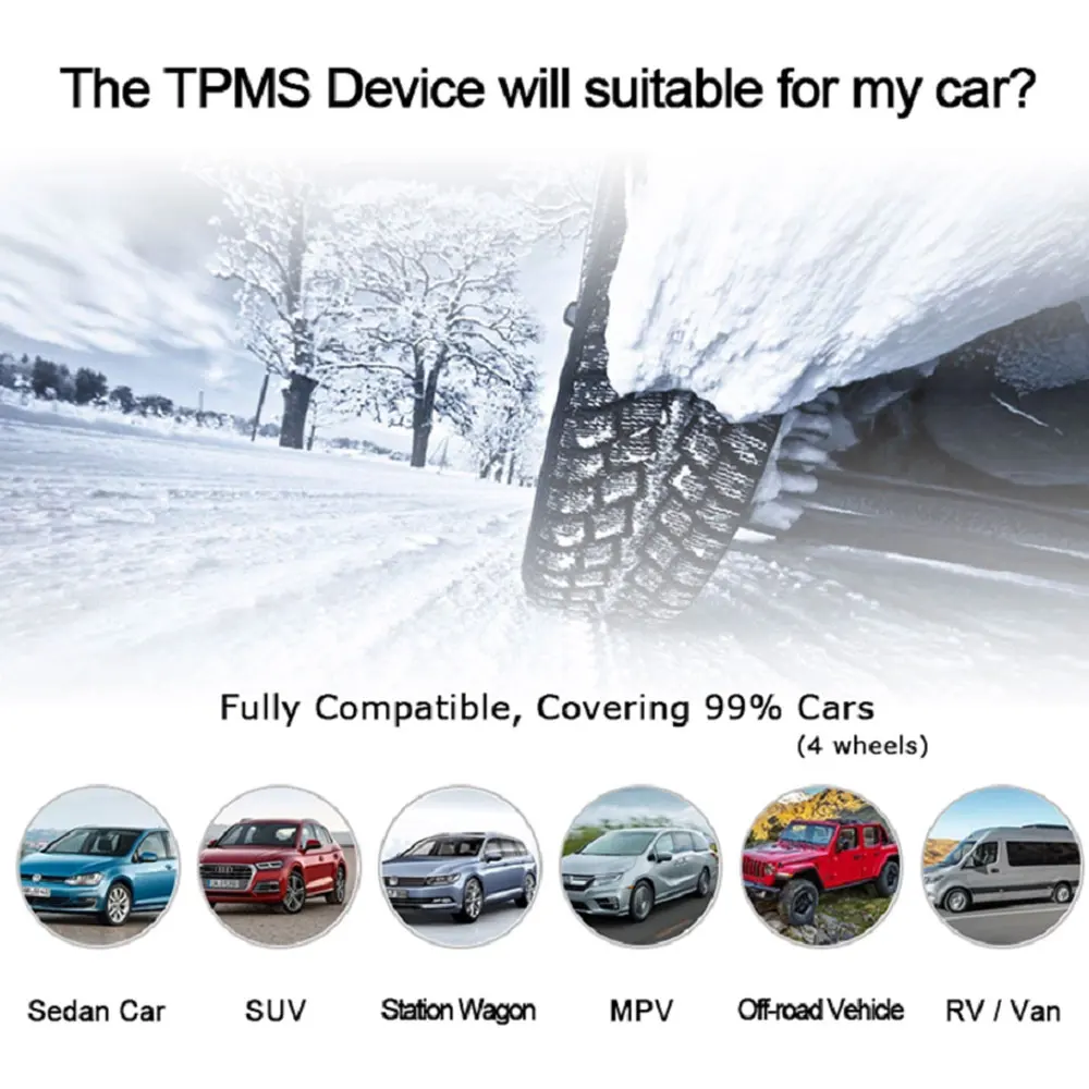 Система контроля давления в шинах TPMS, универсальный беспроводной дисплей в реальном времени, 4-кратное давление и температура с 4 внешними датчиками