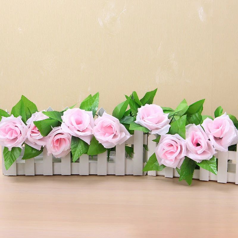 2 5 м шелковые розы Плющ лоза с зелеными листьями подвесная корзина искусственный