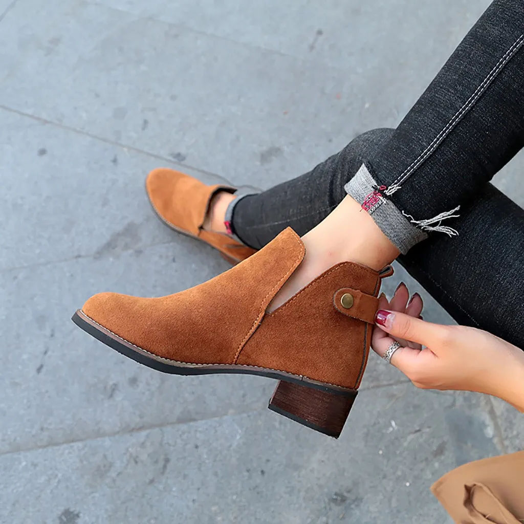Женские замшевые коричневые ботильоны для женщин модные осенне зимние ботинки