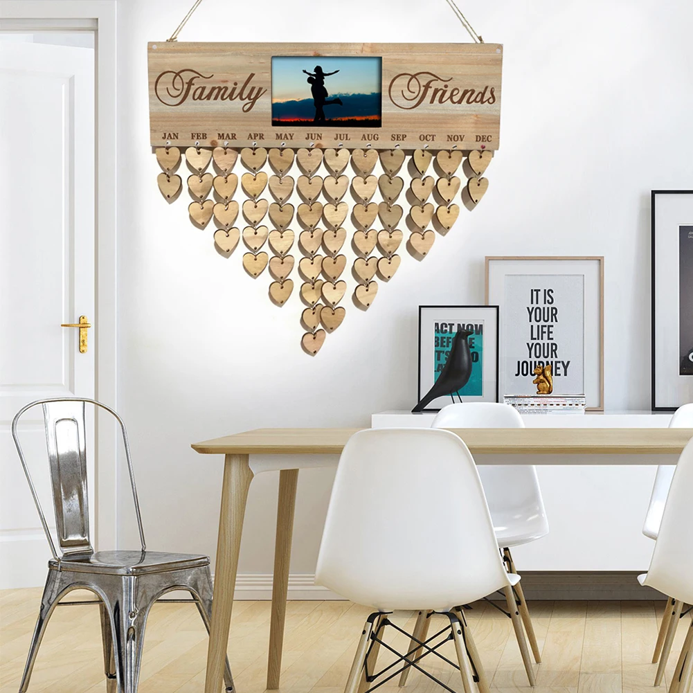 Деревянный календарь DIY доска Подвески Фоторамка резная текстовая для сообщений