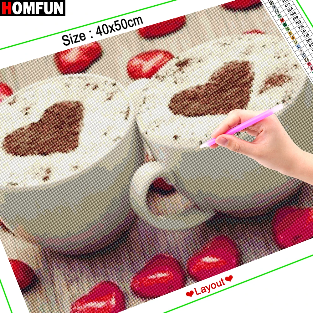 HOMFUN искусство 5D Diy алмазная живопись Сердце чашки кофе вышивка крестиком 3D Стразы