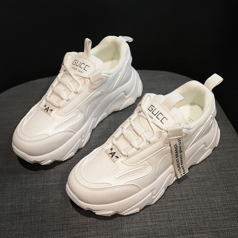 beige-1 YRRFUOT/женские кроссовки; удобная женская трендовая обувь из сетчатого материала на шнуровке; обувь для отдыха; сезон весна; zapatos mujer; повседневная обувь для женщин - Цвет: beige-1