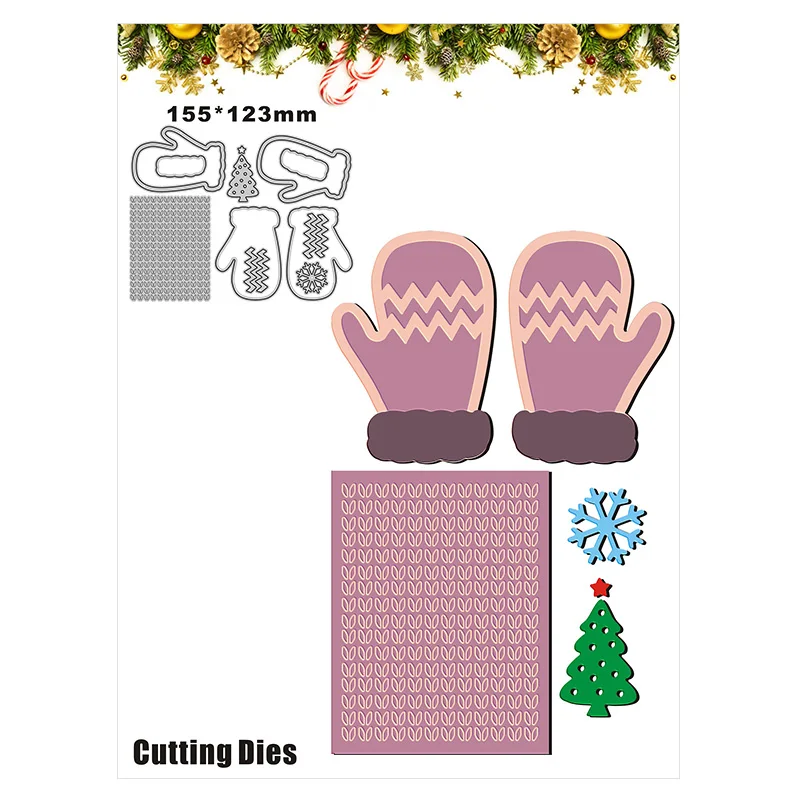 New Warm Gloves Christmas Tree Craft Embossing Mold 2021 Metal Cutting Dies For DIY Decorative Scrapbooking Album Card Making