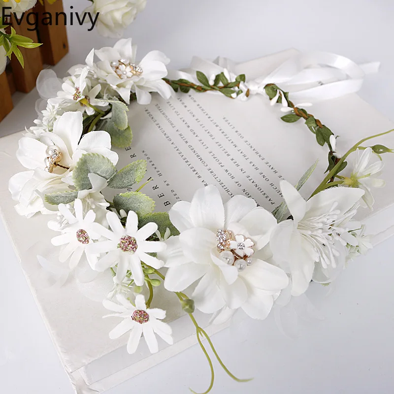 

Camellia Flower Wreath Crown Festival Headband Women Hair Accessories Headdress Girl Floral Garland Wedding Floral Headwear 4.8