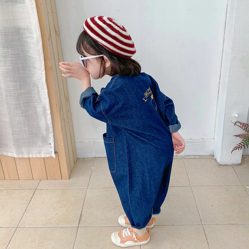 Kinder Kleidung Overall 2020 Herbst Neue Jungen Mädchen Casual Brief Werkzeug Denim Baby Kinder Kleidung Japanes & Koreanische Stil 1-7 Y