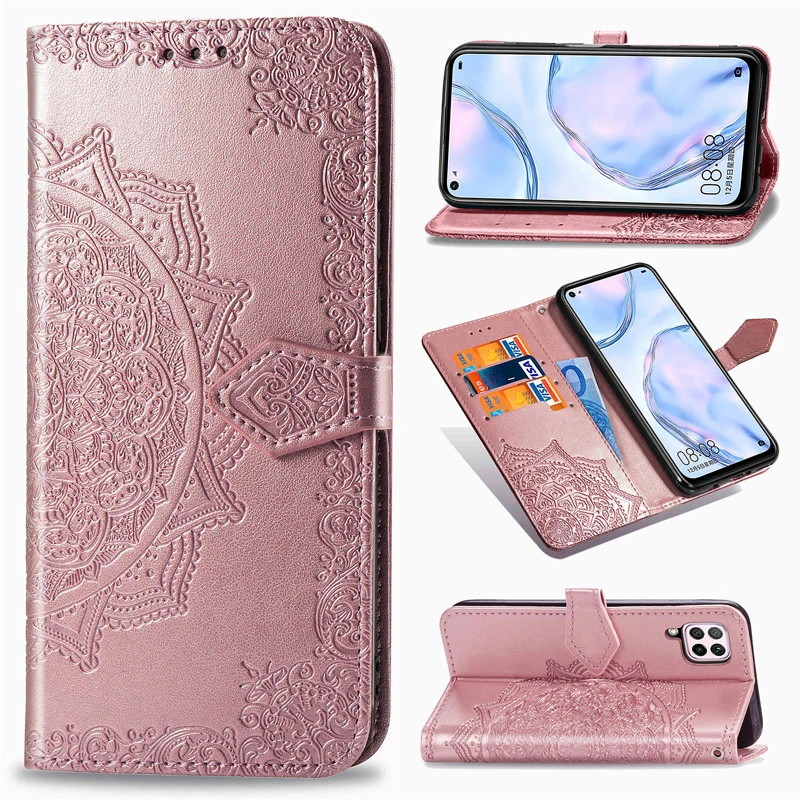 Кожаный чехол с тиснением Мандала для телефона Huawei P40 P30 P20 Pro Lite E Honor 20 7A 7C 8 9 10 7S 8C 10I