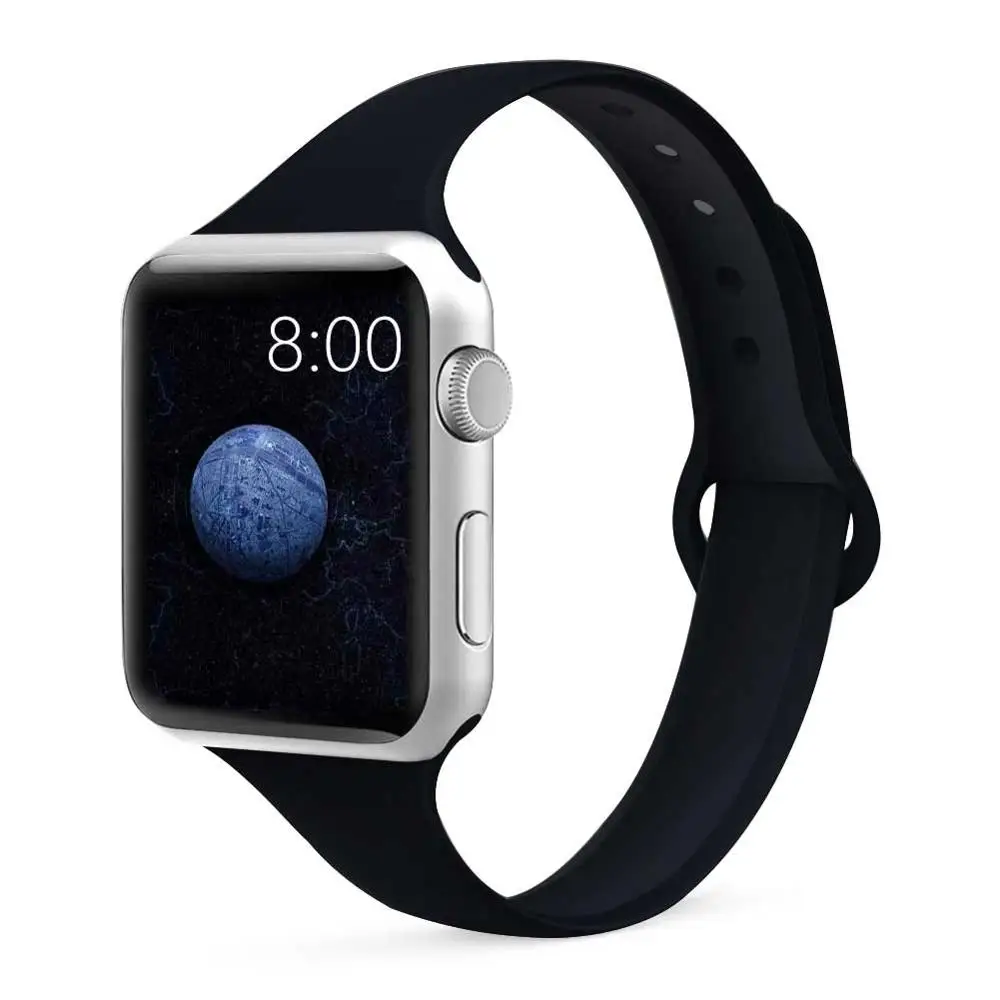 15 black Strap for Apple watch 4 band 44mm 40mm iWatch band 38mm 42mm Sports silicone bracelet Watchband for correa Apple watch 3/2/1 - Цвет ремешка: 15 black