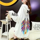 Женская толстовка с капюшоном, свободные толстовки в Корейском стиле, новинка 2022, топы на весну и осень, уличная одежда с крыльями радужного цвета