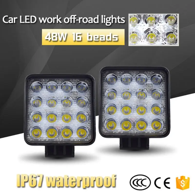 

48W Vehicel Headlights 16LEDs Cool White Light Bar 4inch Vehicle Work Light LED Truck For SUV Q39F