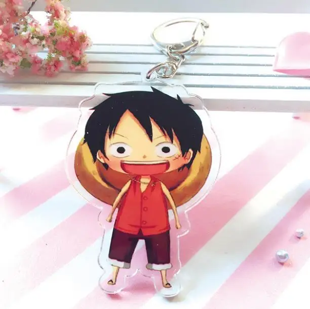 

1 Pcs Cute Anime ONE PIECE Acrylic Keychains Monkey D. Luffy Pendant Key Chains Keyrings Action Figure Toys Children Gifts