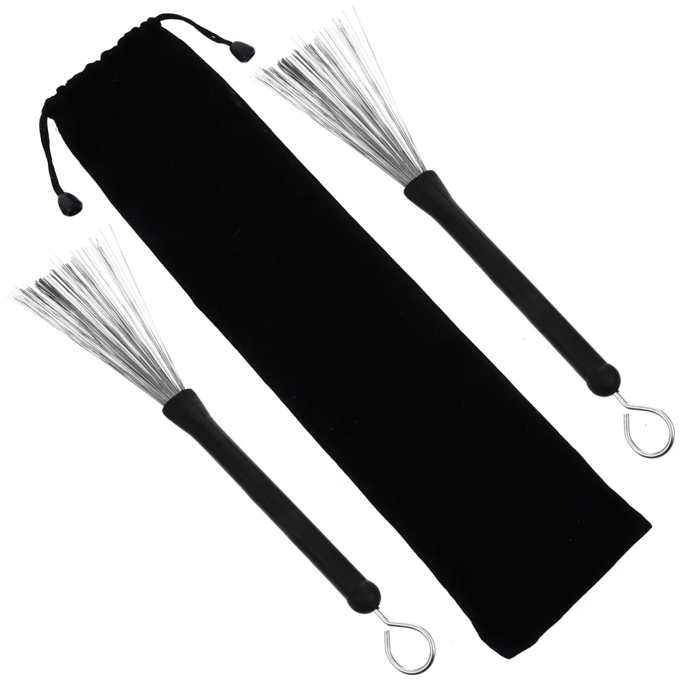

1 Pair Portable Drum Stick Wire Brush Drum Special Retractable Brush with Bag