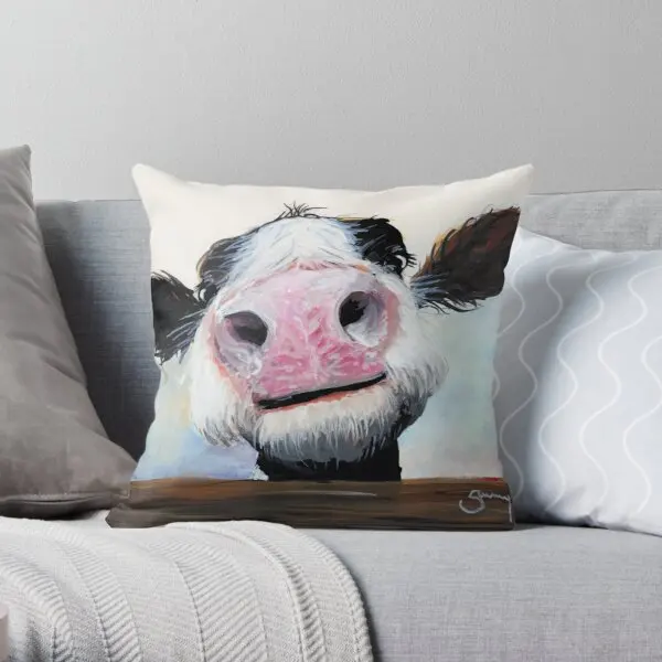 

Nosey Cow 'Hey How'S It Goin' ' By Shir Printing Throw Pillow Cover Fashion Square Soft Fashion Bedroom Car Pillows not include