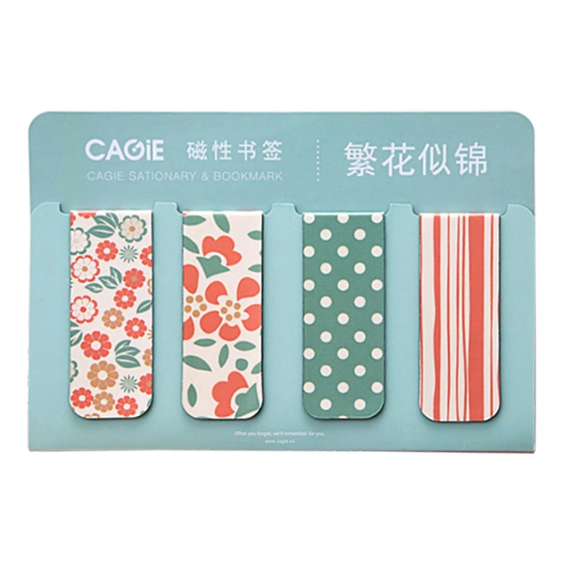 

4pcs Cute Bee Flower Magnetic Bookmarks Magnet Page Markers Page Clips Bookmark for Student Reading