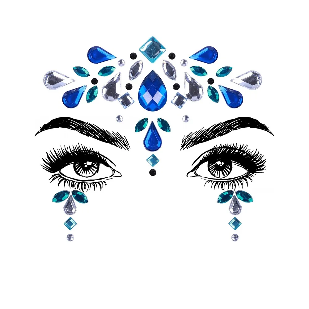 1 лист украшений Стразы для лица клейкие кристаллы драгоценные камни блеск тела