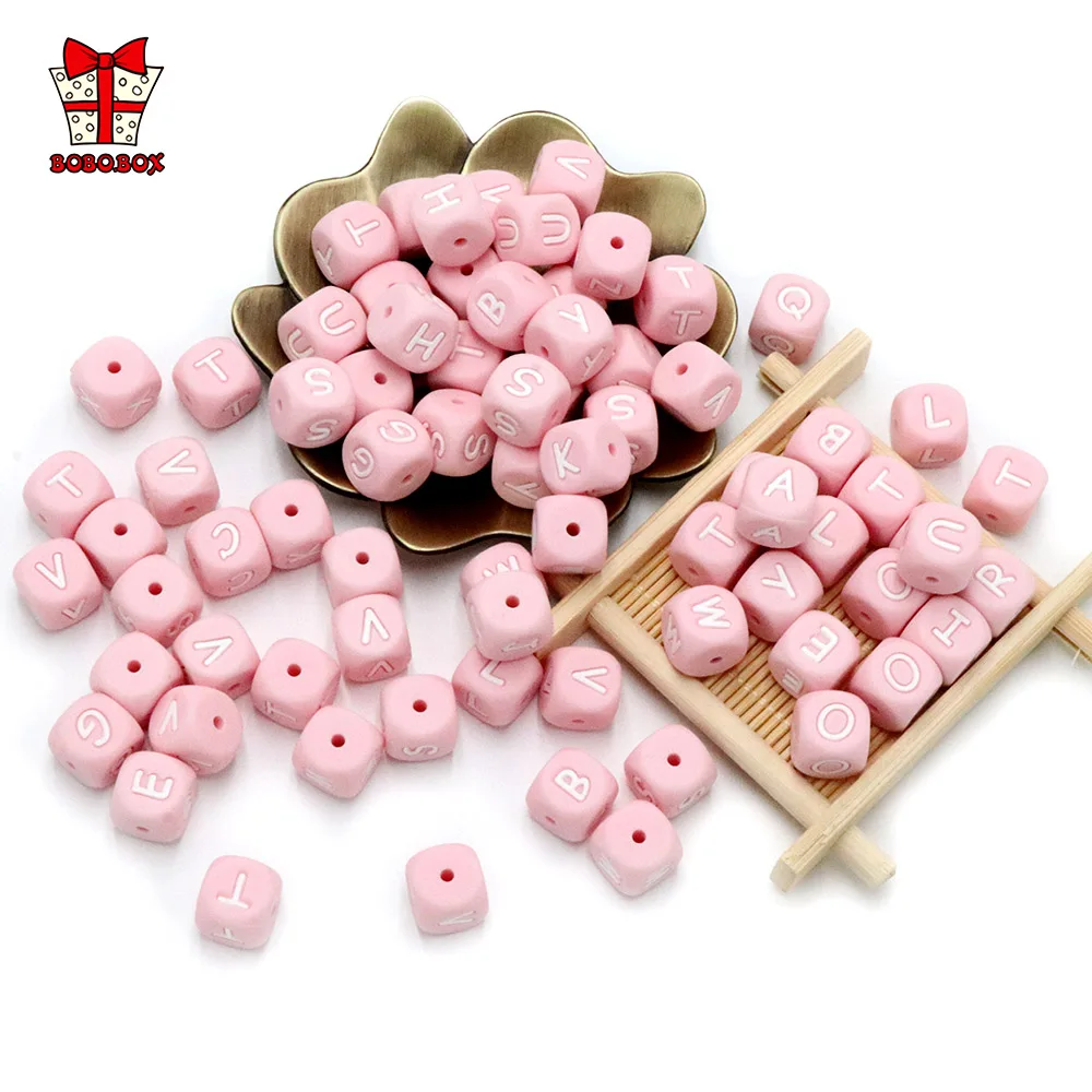 BOBO.BOX 100pcs Letter Silicone Beads 12mm Chewing Alphabet Bead BPA Free Baby Teether Beads For Personalized Name DIY Teething