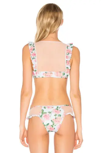 Women sexy Bikini Set Floral print bathing suit Padded Push Up Swimsuit low waist Swimwear mesh Ruffles beachwear biquini 2018 |