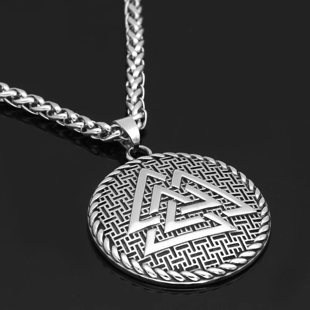 Скандинавский Викинг Valknut ожерелье из нержавеющей стали для мужчин с подарочной