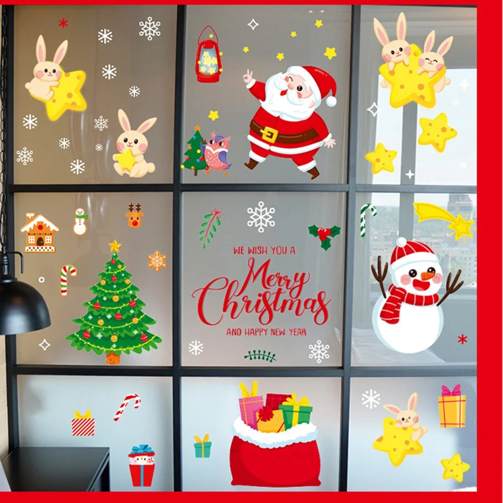

Creative Christmas Casement Door Wall Sticker Glass Decals Home Xmas Room Decor Multistyle Christmas Decorations Home Decor