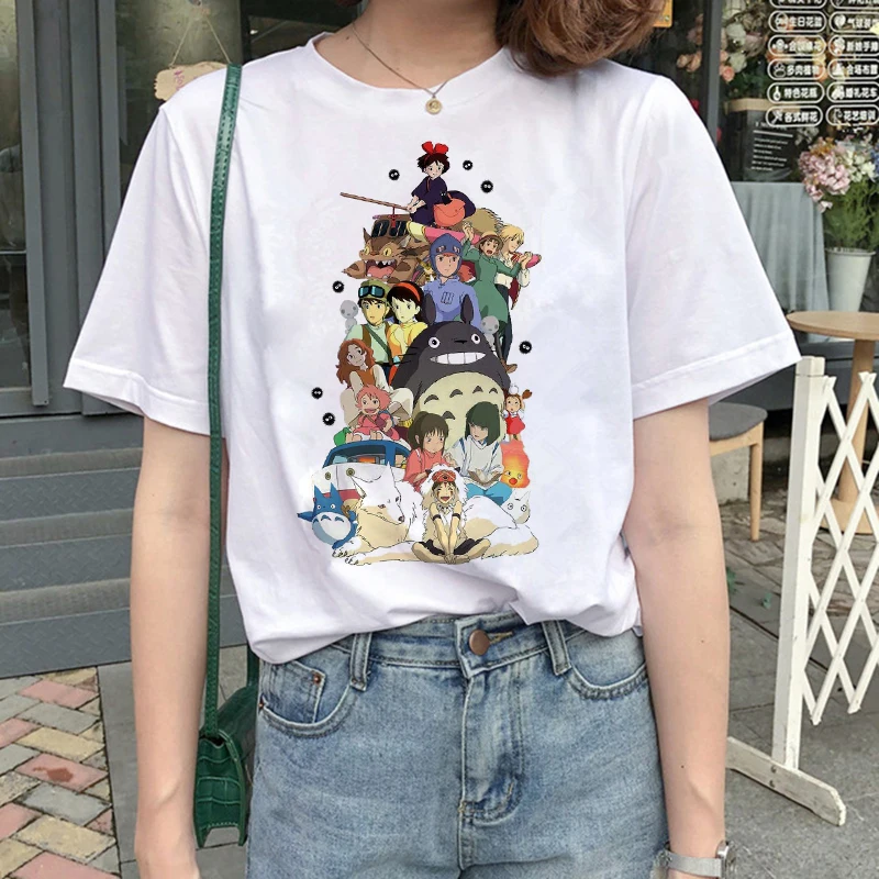 

totoro Spirit Away t shirt Studio Ghibli femme Japanese cartoon Anime women tshirt t-shirt Miyazaki Hayao clothes female kawaii