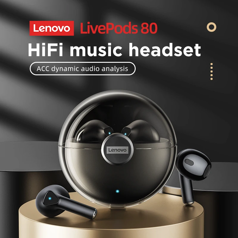 

Bluetooth-наушники Lenovo LP80 TWS водонепроницаемые с заушным крючком