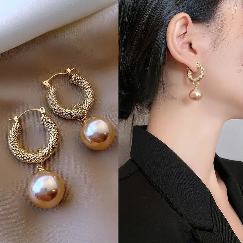 

European And American Trend Pearl Fashion Simple And Versatile Imitation Pearl Earrings Retro Style Boucle Oreille Femme 2021